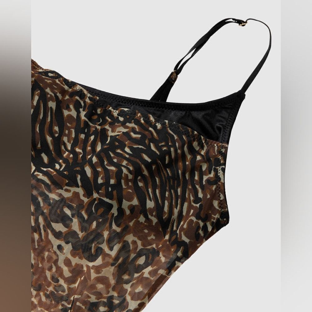 New With Tag La‎ Senza Size XS Leopard Print Layered Mesh Bodysuit - Picture 6 of 15